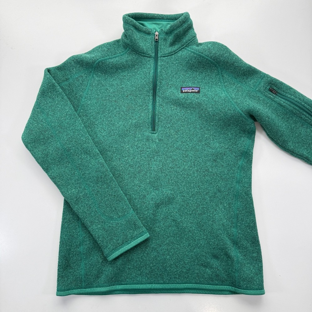 PATAGONIA 1/4 Zip Pullover Better Sweater Womens Large Fleece Teal Green Cozy